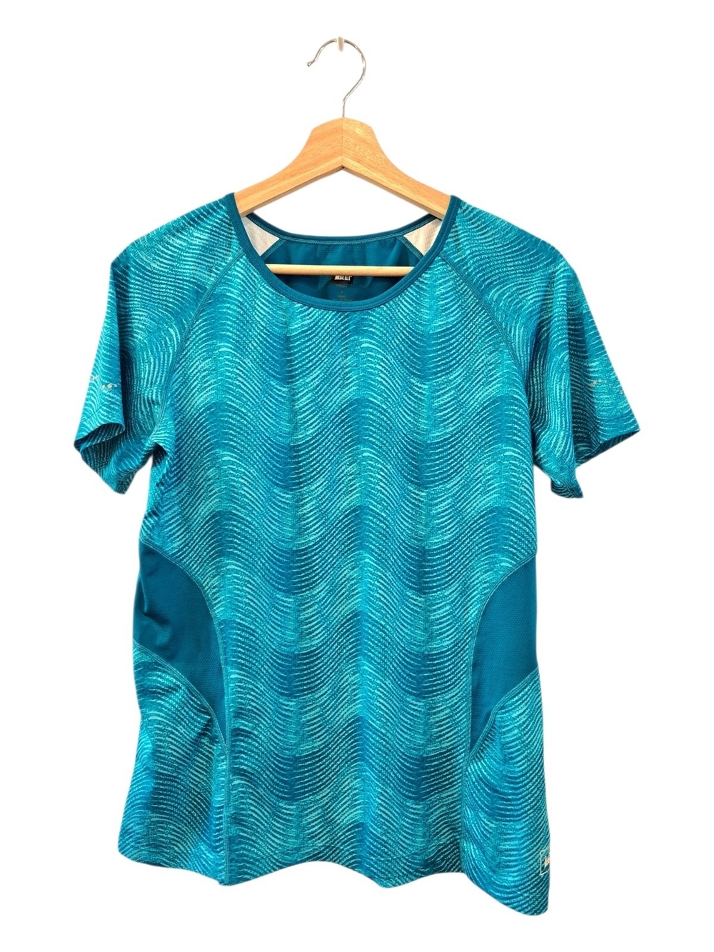 REI Teal Wave-Pattern Short-Sleeve Active Top size M